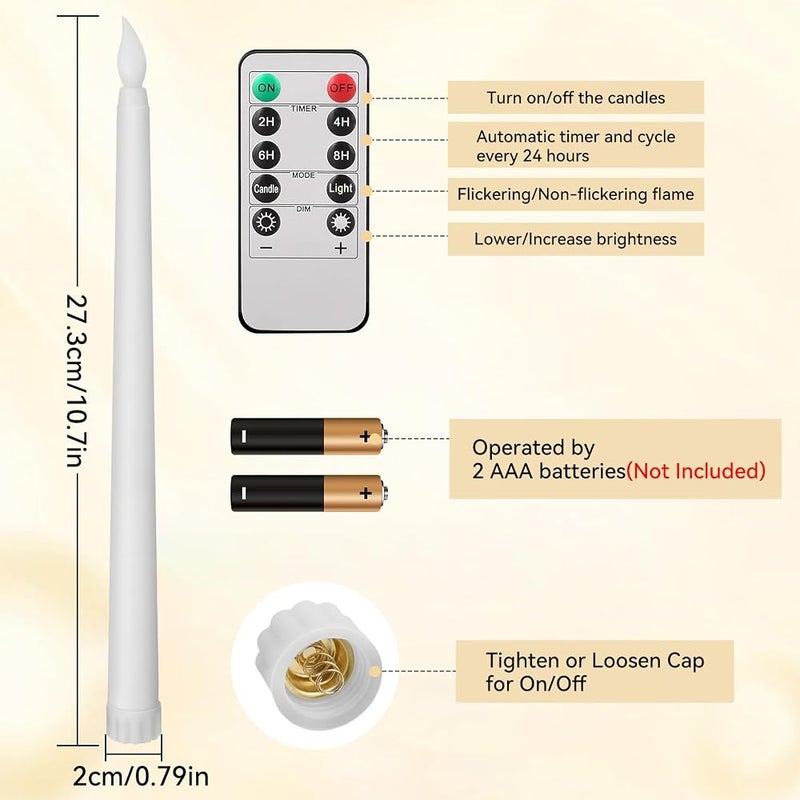 Proxima Direct 6 PCS LED Flameless Taper Candles Flickering with Remote - Image 2