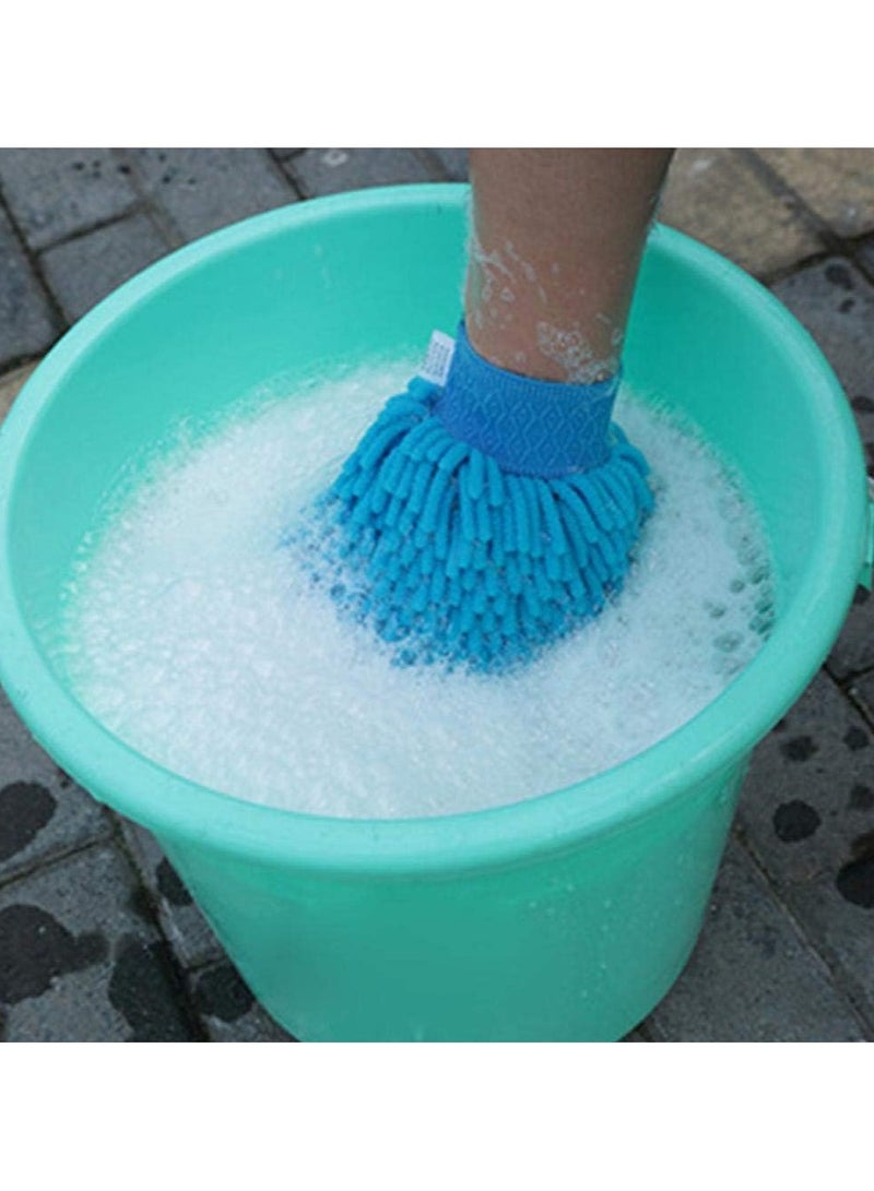 Car Wash Glove Universal Two Sided Coral Velvet Gloves Blue - Image 2