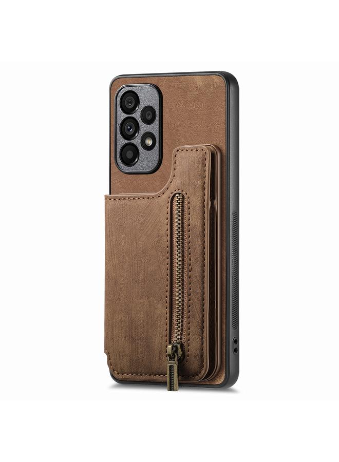 S-TOP Case For Samsung Galaxy A71 Retro Leather Zipper Wallet Back Phone Case - Image 2