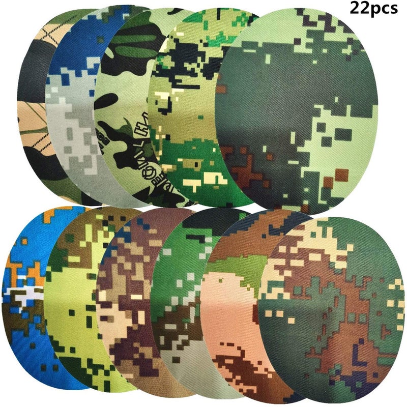 Color twill denim patch ironing patch knee elbow decorative patch cloth patch random cutting Group Camouflage 11 colors 22 pieces Camouflage 11 colors 22 pieces
