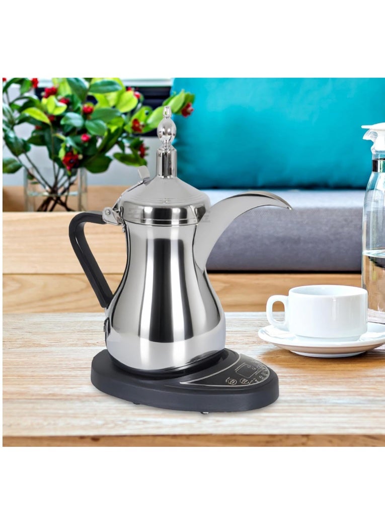 Denx Electric Arabic Coffee Pot Set, Stainless Steel, 1000 ml, Model DX2045 800W Power, Traditional Dallah Design, Electric Base, With Serving Cups, Keep Warm Function - Image 5