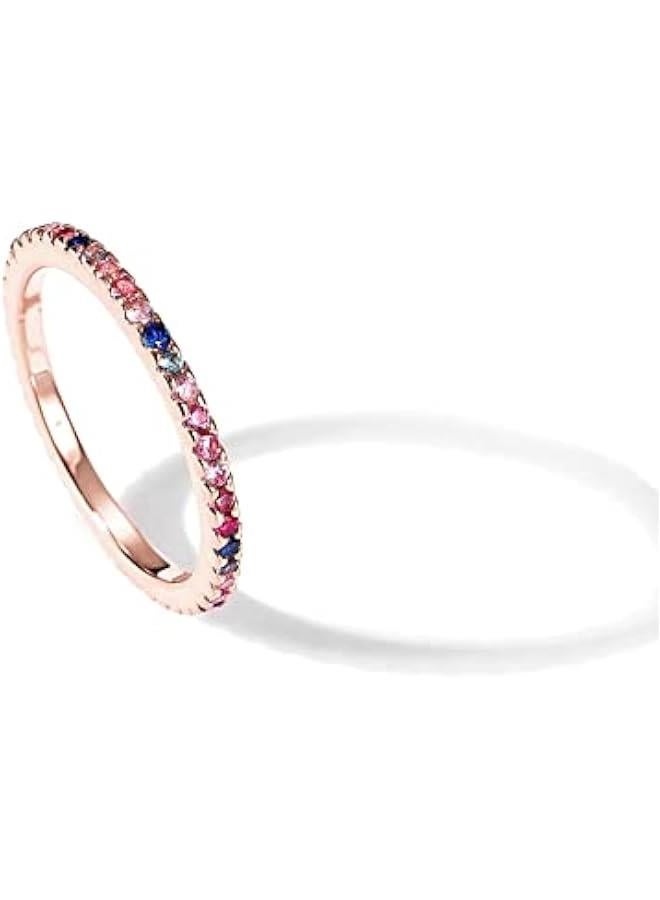 PAVOI 14K Gold Plated Sterling Silver Colored CZ Stones Stackable Ring | Simulated Diamond Eternity Bands for Women - Image 1