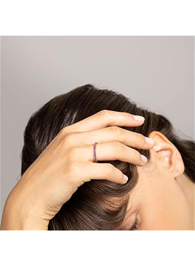 PAVOI 14K Gold Plated Sterling Silver Colored CZ Stones Stackable Ring | Simulated Diamond Eternity Bands for Women - Image 2