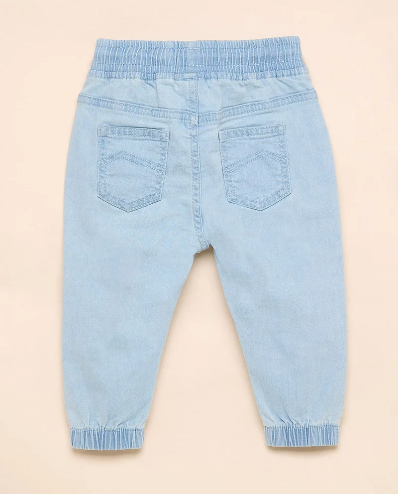 R&B Faded Jogger Jeans with Drawstring Waist