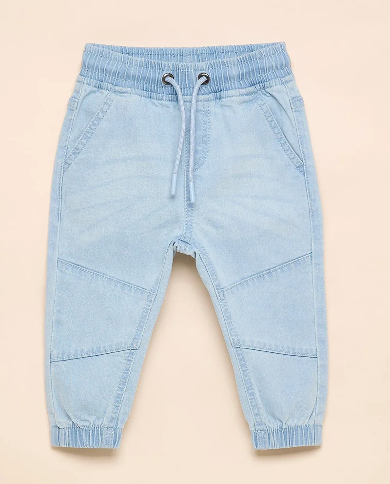 R&B Faded Jogger Jeans with Drawstring Waist