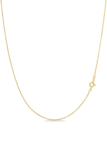 KEZEF 18k Gold Over Sterling Silver 1mm Box Chain Necklace Made in Italy | 925 Sterling Silver Necklace for Women | Rose Gold Chain for Women Men - Image 1