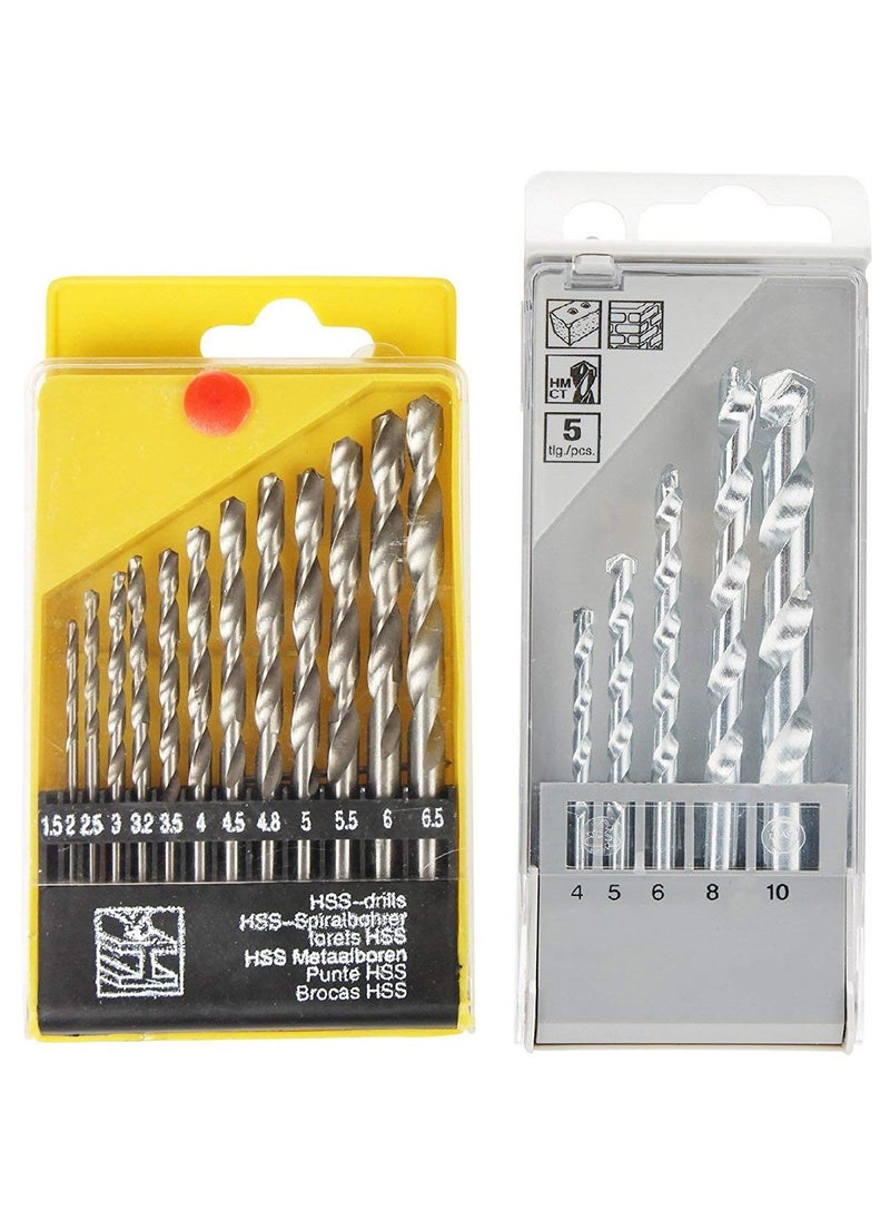 MLD MLD Combo Masonry Drill Bit Set For AcrylicPlasticAluminium drill bit set 13 Pieces Drill Bits Set for Wood Malleable Iron Aluminium Plastic etc 