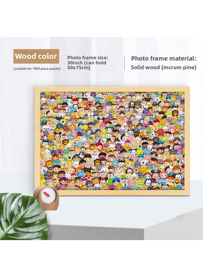Solid Wood Photo Frame Mounted Creative Picture Frame Wall Hanging 500 Pieces 1000 Pieces Puzzle Special Picture Frame Wooden Exquisite Picture Frame-Color:Conventional 1000 50*75 Box-log Color  - Image 1