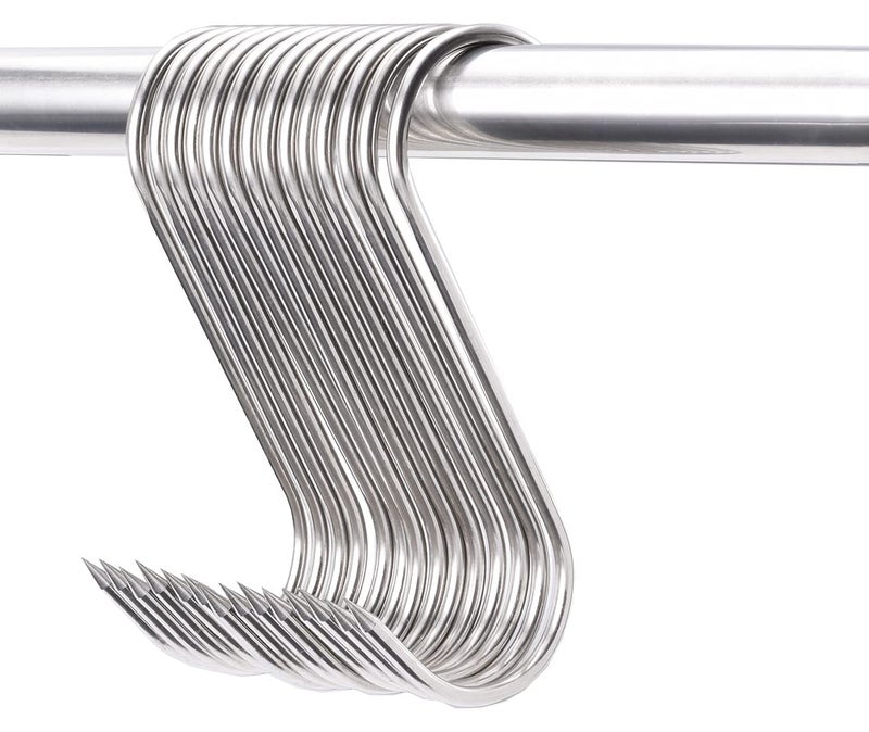 HONSHEN 20 pcs 5 Inch Meat Hooks S-Hook, 4mm Stainless Steel Meat Hook for Hanging,Chicken,Hunting,Smoking,Ribs,Fish,Beef,Poultry,Drying BBQ Grill Cooking (20 pcs 5inch Meat Hook) - Image 1