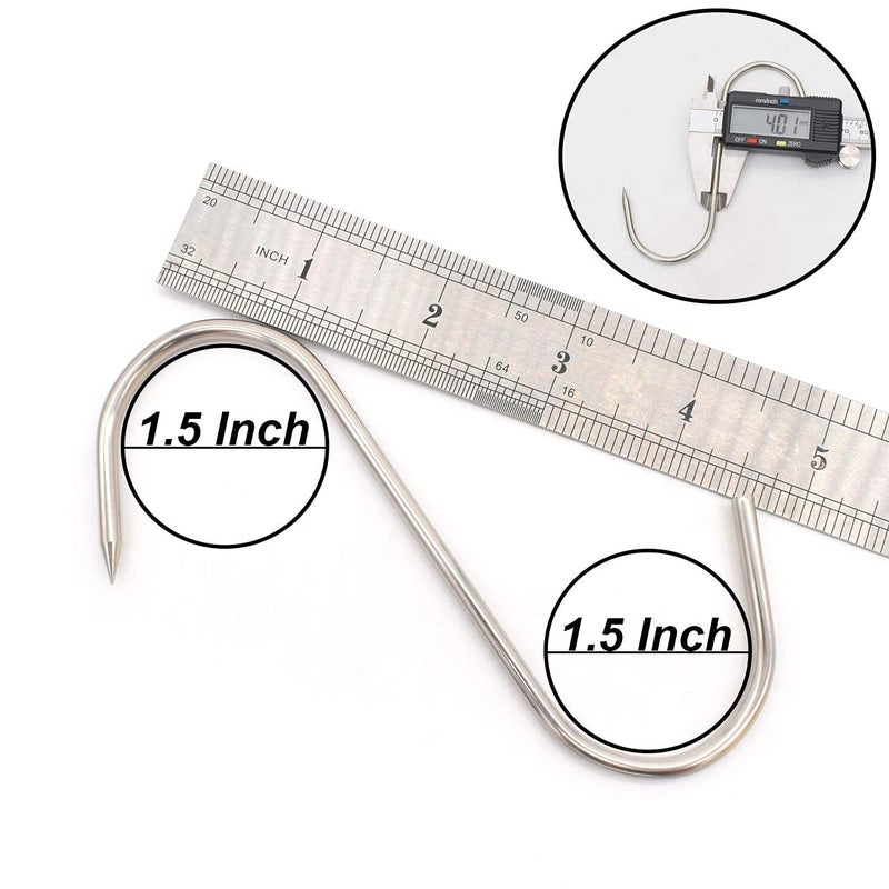 HONSHEN 20 pcs 5 Inch Meat Hooks S-Hook, 4mm Stainless Steel Meat Hook for Hanging,Chicken,Hunting,Smoking,Ribs,Fish,Beef,Poultry,Drying BBQ Grill Cooking (20 pcs 5inch Meat Hook) - Image 4
