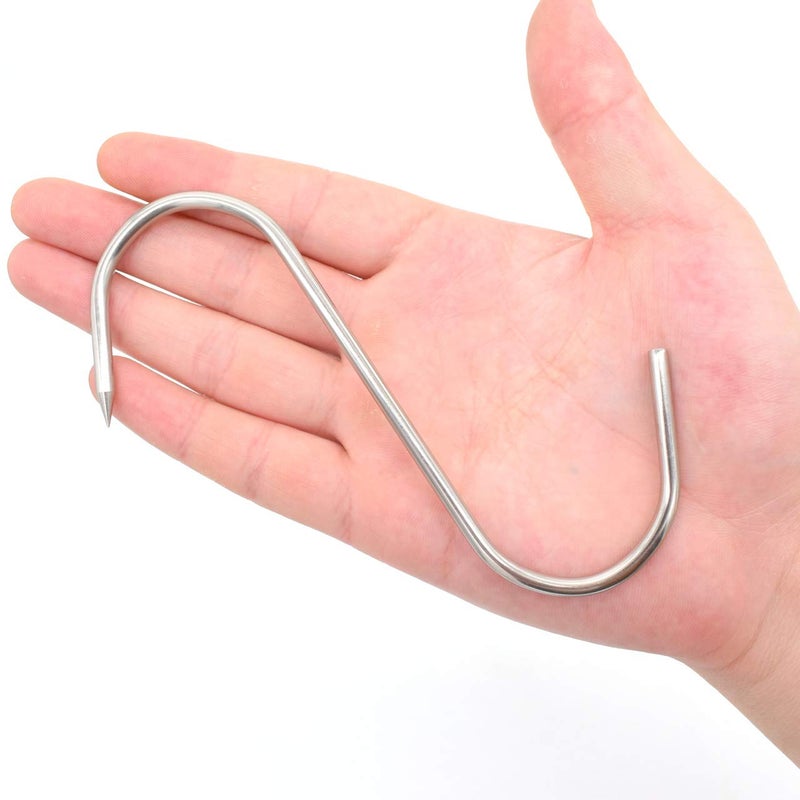 HONSHEN 20 pcs 5 Inch Meat Hooks S-Hook, 4mm Stainless Steel Meat Hook for Hanging,Chicken,Hunting,Smoking,Ribs,Fish,Beef,Poultry,Drying BBQ Grill Cooking (20 pcs 5inch Meat Hook) - Image 2