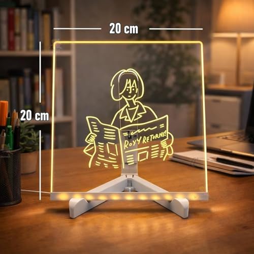 One94Store LED Acrylic Writing Board with 7 Pen & Light – 20x 20 cm DIY 3D Rewritable Message Pad, Personalized Night Lamp & LED Display for Home, Office Desk Decor & Gift - Image 2