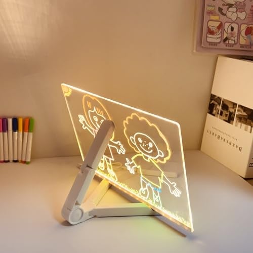 One94Store LED Acrylic Writing Board with 7 Pen & Light – 20x 20 cm DIY 3D Rewritable Message Pad, Personalized Night Lamp & LED Display for Home, Office Desk Decor & Gift - Image 4