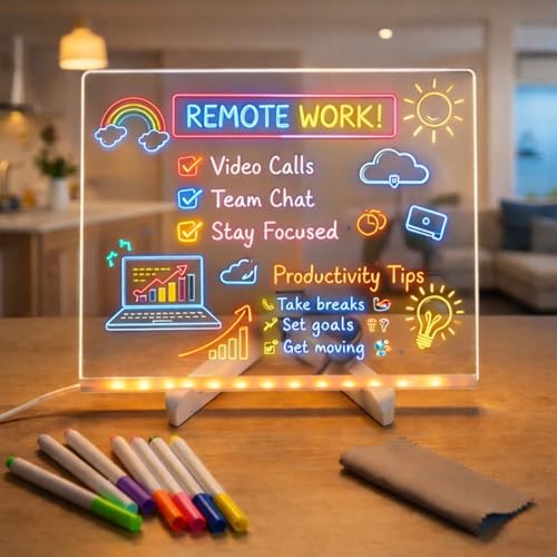 One94Store LED Acrylic Writing Board with 7 Pen & Light – 20x 20 cm DIY 3D Rewritable Message Pad, Personalized Night Lamp & LED Display for Home, Office Desk Decor & Gift - Image 1