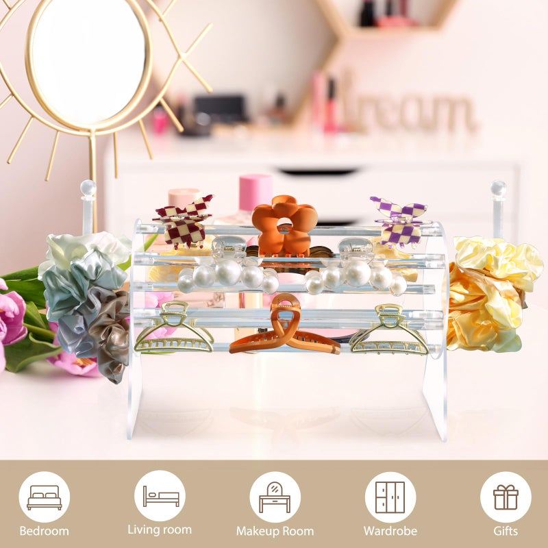 SNOWSTAR Acrylic Claw Clip Organizer Holder,360-Degree Rotating Claw Clip Holder and L-Type Storage,Hair Clip Organizer Display Clear Stand for Women and Girls - Image 3