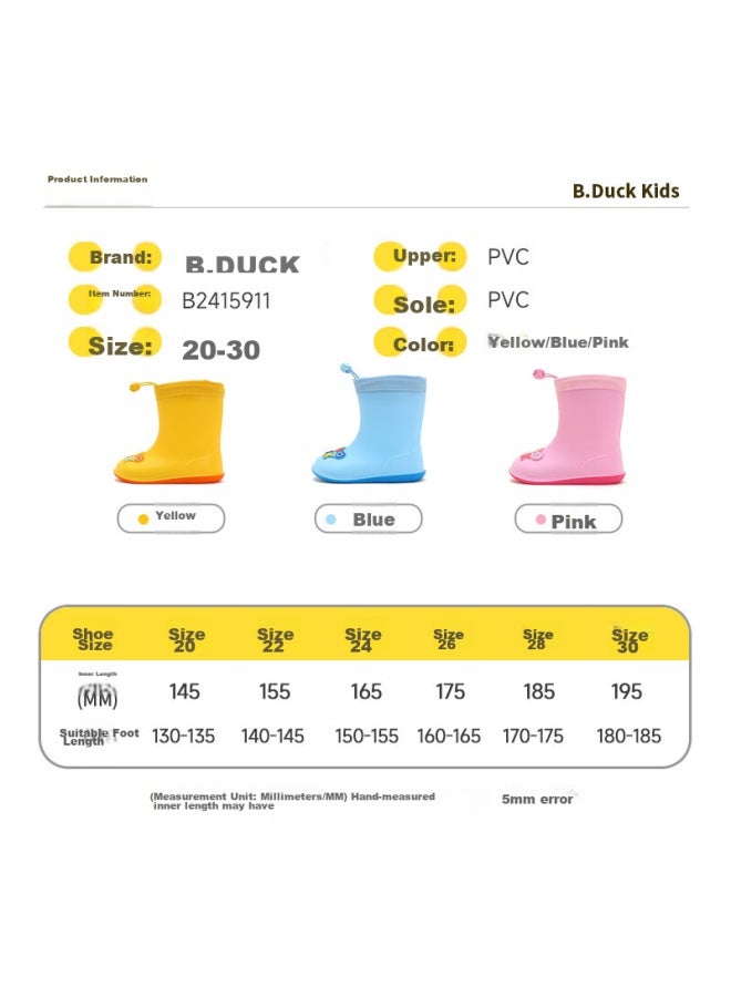 B.duck Little Yellow Duck Children's Shoes Kids Four Seasons Rain Boots Boys Girls Baby Footed Tube Boots Rain Shoes 5911 Blue 30 - Image 5