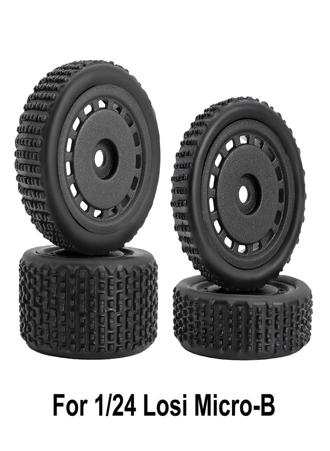 FACCNOY Pre-Mounted Pin Buggy Tires and Wheels Rims Hub Tires Set for 1/24 Losi Micro-B 1/28 Losi Micro-T Wltoys 244016 Upgrade Part (Black Micro-B) - Image 2