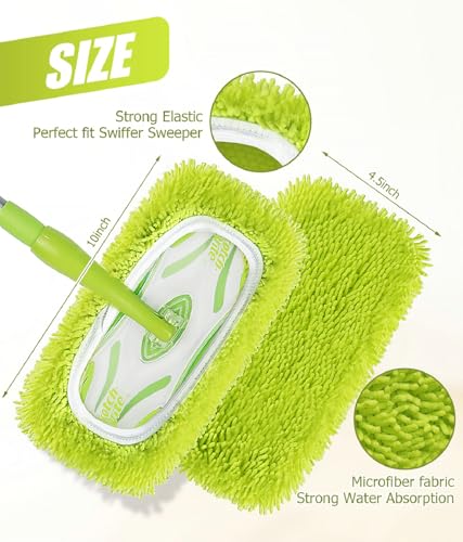 Hoapavi 6 Pack Reusable Microfiber Mop Pads Compatible with Swiffer Sweeper Mop, Washable Wet Mopping Pad Refills and Dry Sweeping Cloths for Hardwood, Vinyl, Tile, Laminate, and Multi-Surface Cleaning - Image 3