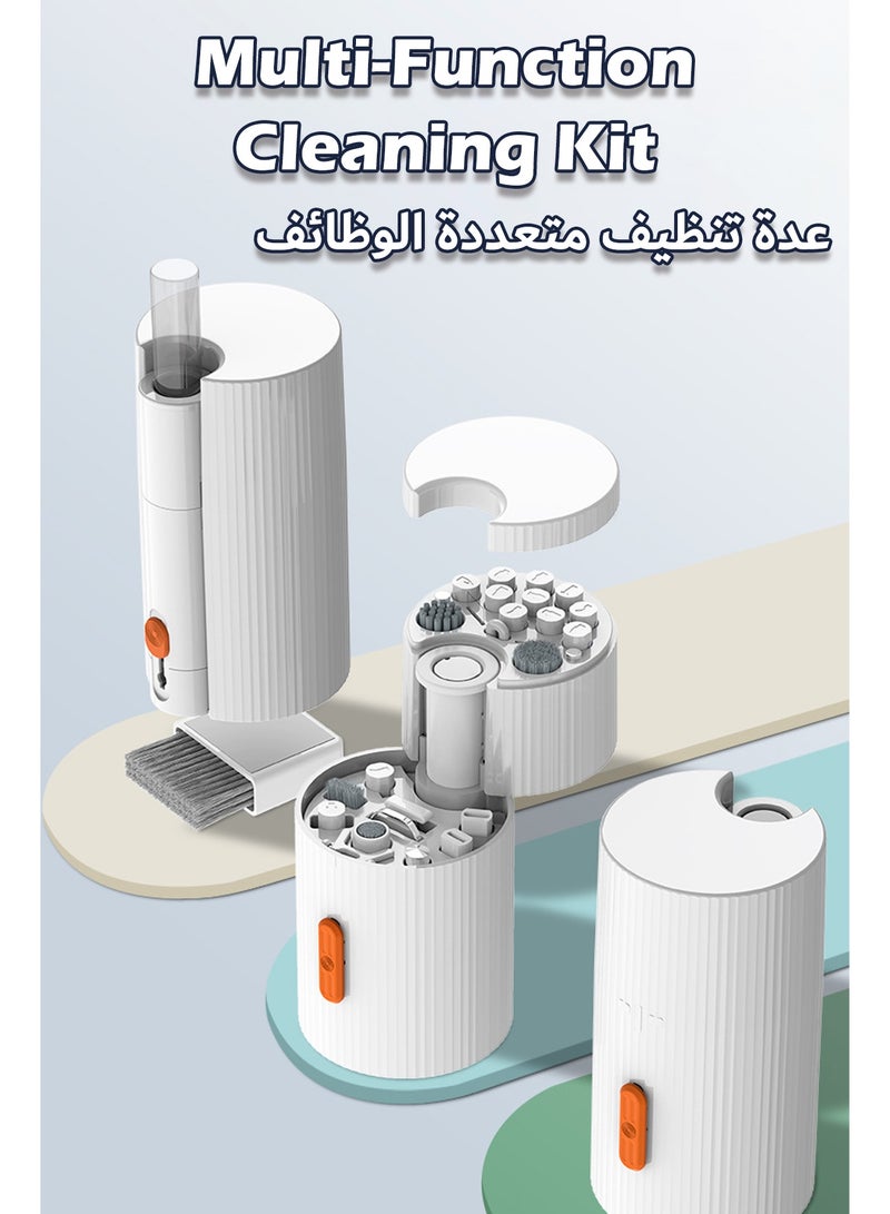 طقم تنظيف متعدد الوظائف ٣٣ في ١، منظف إلكتروني محمول مع رؤوس فرش متعددة للوحة المفاتيح والكاميرا والهاتف وسماعة الرأس واللاب توب و AirPods والمزيد من الأجهزة - Image 2