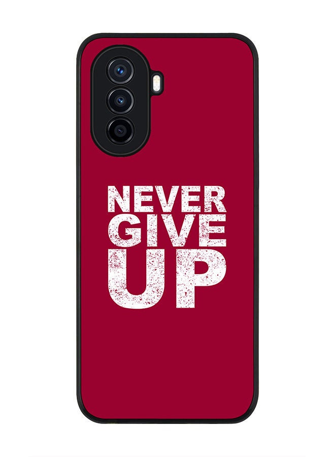 Stylizedd Rugged Black edge case for Huawei Nova Y70  Slim fit Soft Case Flexible Rubber Edges Anti Drop TPU Gel Thin Cover - Never ever give up - Image 1