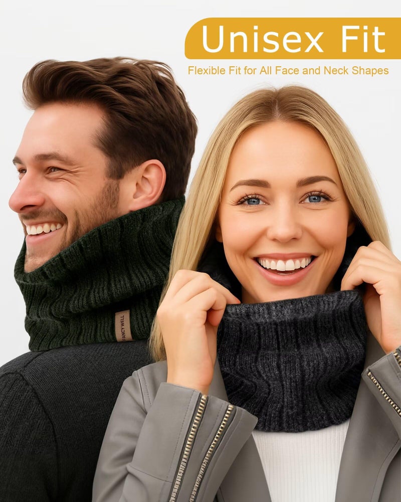 FANCY WELL Winter Neck Gaiter for Men â€“ 3 Pack Ski Neck Warmer, Fleece Face Mask Cover, Cold Weather Neck Scarf, Stretch Neck Warmers - Image 2
