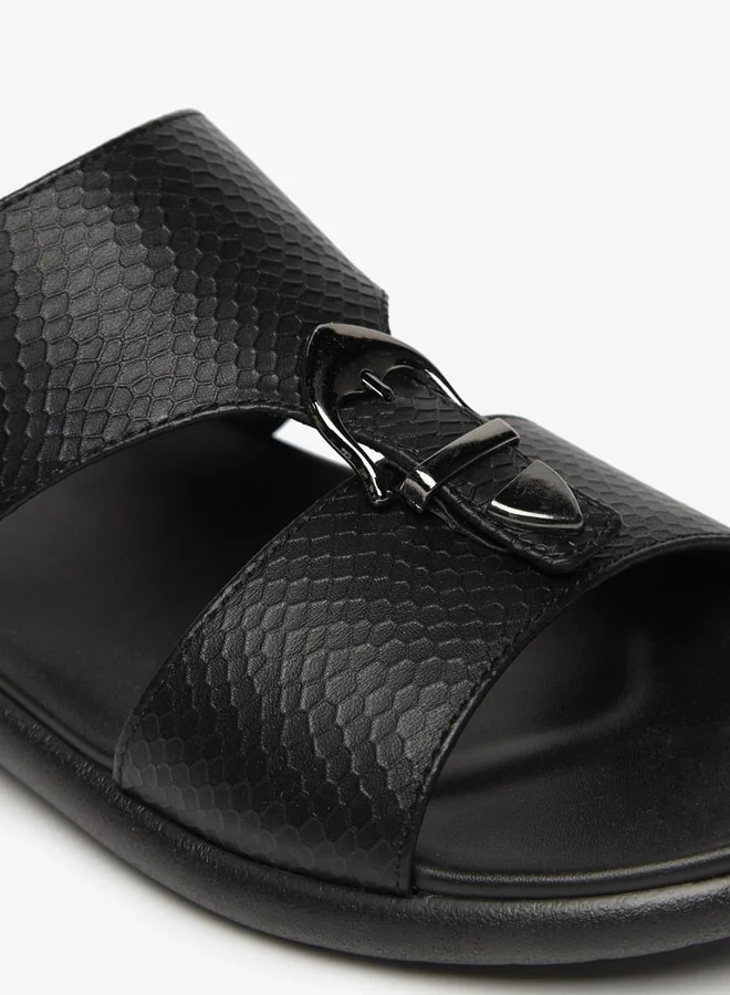 ال بي ال من شو اكسبرس Men's Textured Slip-On Sandal with Buckle Detail