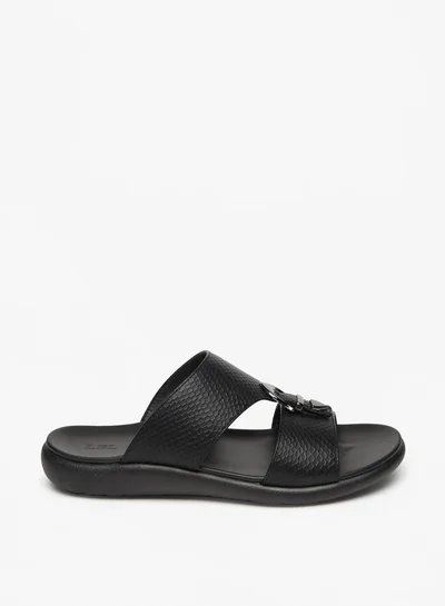 ال بي ال من شو اكسبرس Men's Textured Slip-On Sandal with Buckle Detail