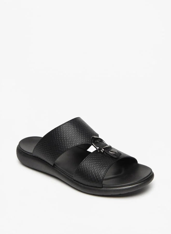 ال بي ال من شو اكسبرس Men's Textured Slip-On Sandal with Buckle Detail