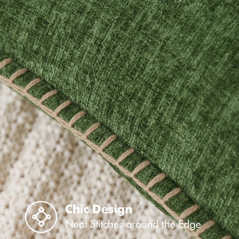 ميولي Miuleee Pack of 2 Couch Throw Convers 20 × 20 بوصة Moss Green Farmhouse Devinative Pillow Covers مع حافة مخيط ناعمة من أغطية وسادة عيد الميلاد الصلبة الصلبة في أريكة غرفة المعيشة أريكة - Image 2