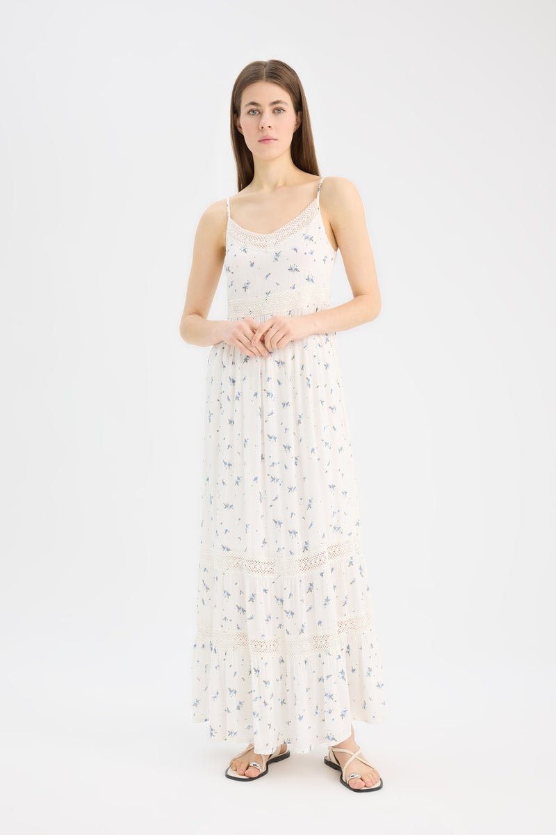 DeFacto Woman A Cut V Neck Crinkle Fabric Sleeveless Midi Dress - Image 1