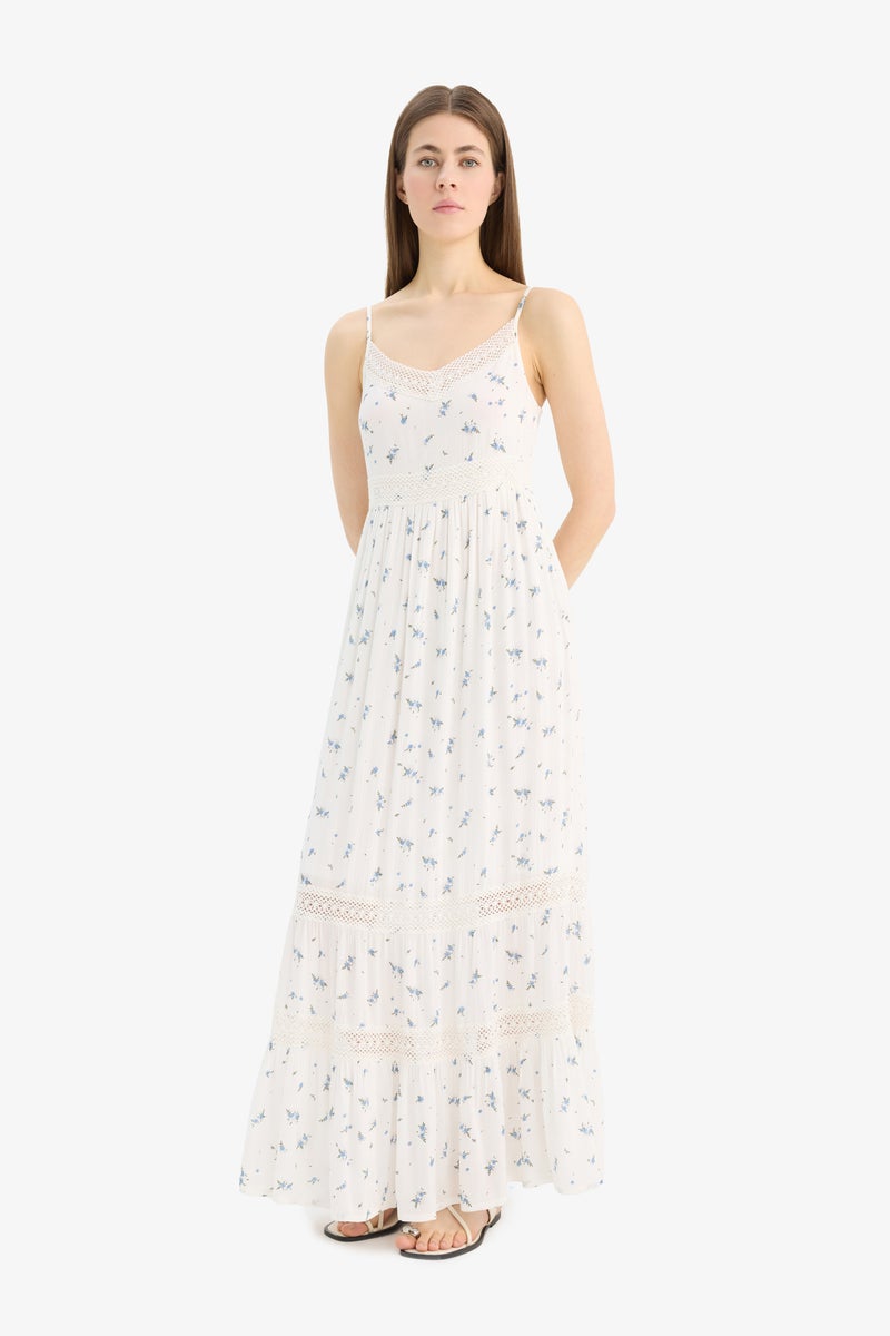 DeFacto Woman A Cut V Neck Crinkle Fabric Sleeveless Midi Dress - Image 5