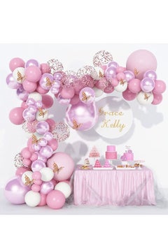 KASTWAVE Balloon Garland Arch Kit Include Butterfly Stickers Metal Pink White Balloons Rose Gold Confetti Balloon Arch Kit for Birthday Party Decoration Wedding Baby Shower Girls Women(102Pcs)  - Image 3