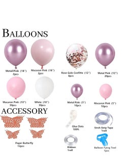 KASTWAVE Balloon Garland Arch Kit Include Butterfly Stickers Metal Pink White Balloons Rose Gold Confetti Balloon Arch Kit for Birthday Party Decoration Wedding Baby Shower Girls Women(102Pcs)  - Image 2
