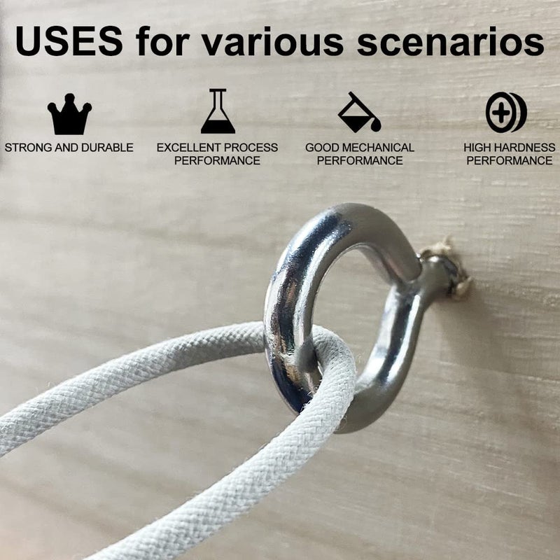 Acczio 8 Pack 304 Stainless Steel Eye Screws 2.5 Inch M6 Heavy Duty Eye Hooks Screw  Eye Bolts Screw In Eye Hooks For Wood  Eye Bolts For Secure Cable Wires  Indoor & Outdoor Use - Image 3