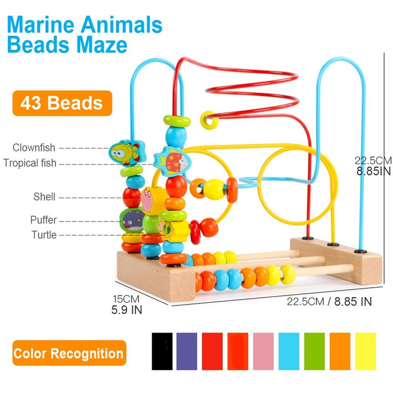 Timy First Bead Maze Roller Coaster Wooden Educational Circle Toy for Toddlers - Image 2