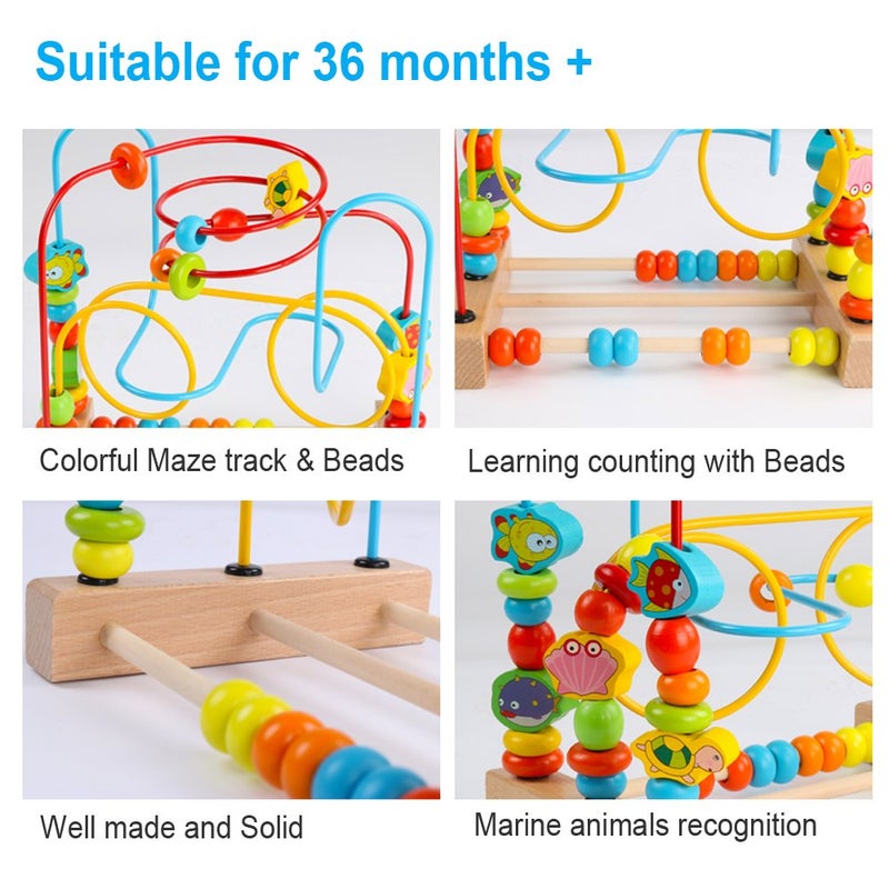 Timy First Bead Maze Roller Coaster Wooden Educational Circle Toy for Toddlers - Image 4