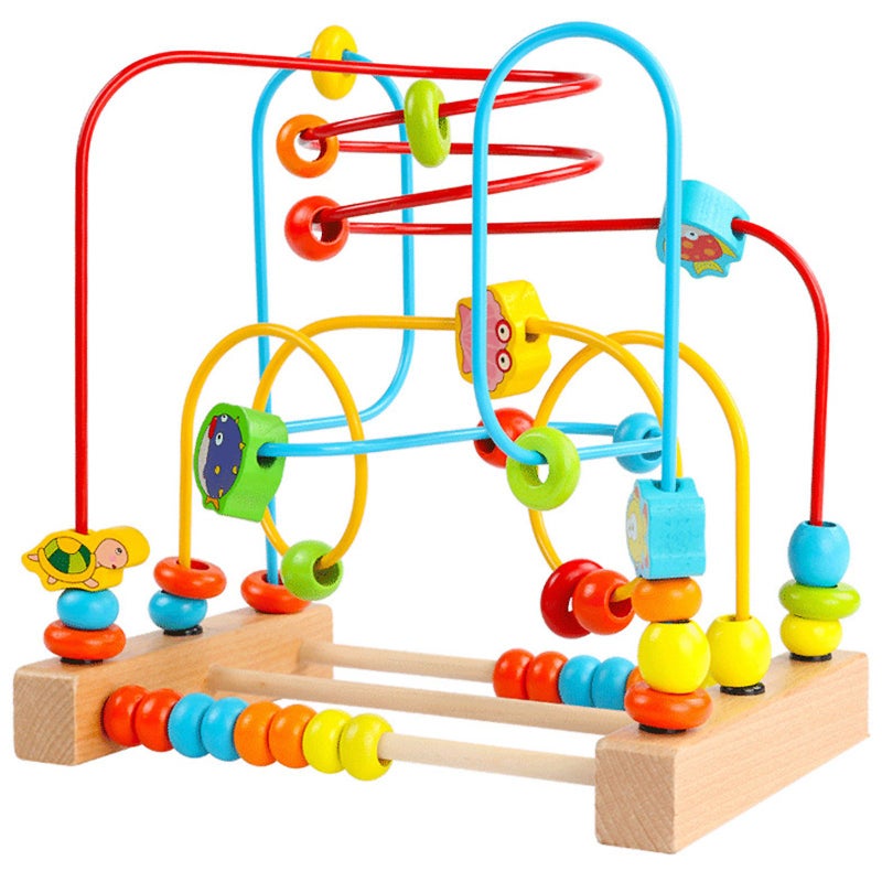 Timy First Bead Maze Roller Coaster Wooden Educational Circle Toy for Toddlers - Image 1