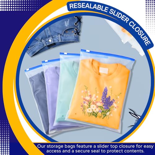 GREENTWISH Zip 'N' Seal Reusable Transparent Storage Bag with Slider Zip Lock, Organiser for Clothes, Shoes, Garment, Home and Travel, Space Saver Plastic Zipper Bag | Big Size (12x14 Inch) | 20 Bags - Image 4