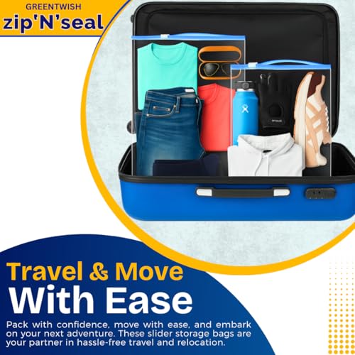 GREENTWISH Zip 'N' Seal Reusable Transparent Storage Bag with Slider Zip Lock, Organiser for Clothes, Shoes, Garment, Home and Travel, Space Saver Plastic Zipper Bag | Big Size (12x14 Inch) | 20 Bags - Image 5