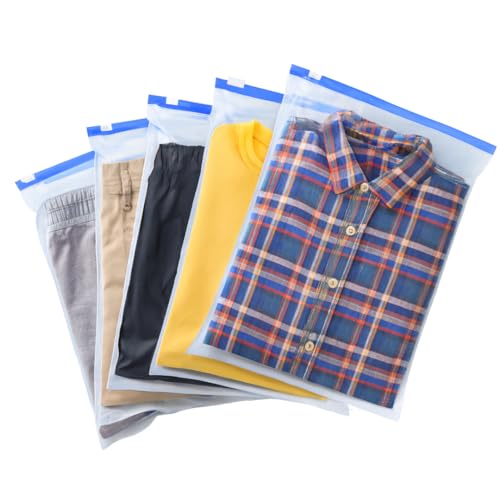 GREENTWISH Zip 'N' Seal Reusable Transparent Storage Bag with Slider Zip Lock, Organiser for Clothes, Shoes, Garment, Home and Travel, Space Saver Plastic Zipper Bag | Big Size (12x14 Inch) | 20 Bags - Image 1
