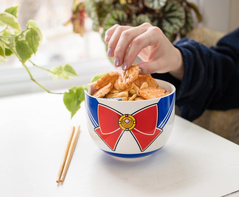 JUST FUNKY Sailor Moon Japanese Ceramic Dinnerware Set | Includes 16-Ounce Ramen Bowl and Wooden Chopsticks | Asian Food Dish Set For Home Kitchen | Kawaii Anime Gifts - Image 2