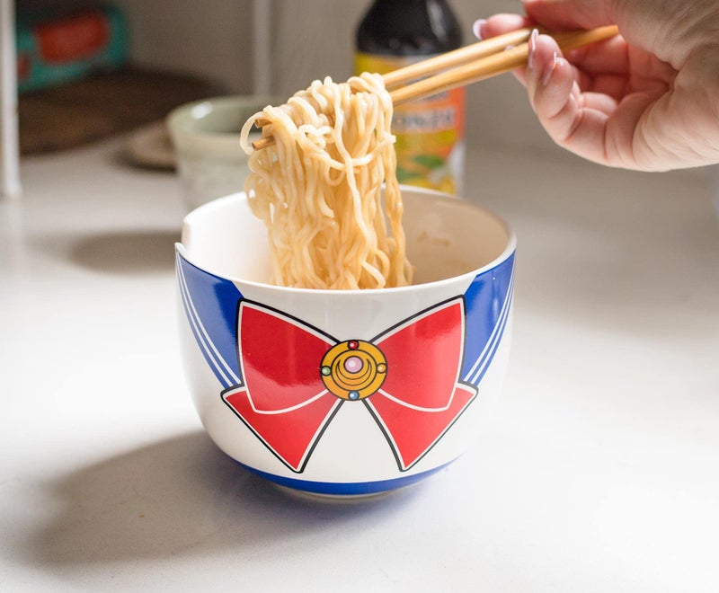 JUST FUNKY Sailor Moon Japanese Ceramic Dinnerware Set | Includes 16-Ounce Ramen Bowl and Wooden Chopsticks | Asian Food Dish Set For Home Kitchen | Kawaii Anime Gifts - Image 4