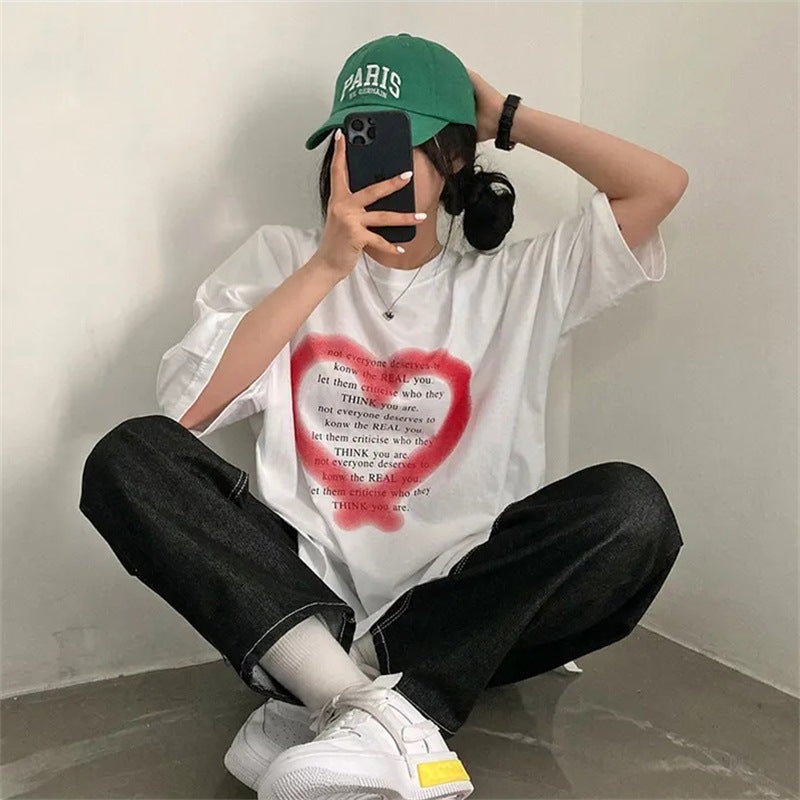 Short-Sleeved T-Shirt Female Summer Design Niche Loose Style Clothing Round Collar Students Cotton White Korean Version - Image 4