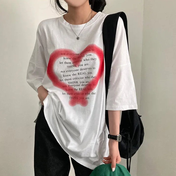 Short-Sleeved T-Shirt Female Summer Design Niche Loose Style Clothing Round Collar Students Cotton White Korean Version - Image 2
