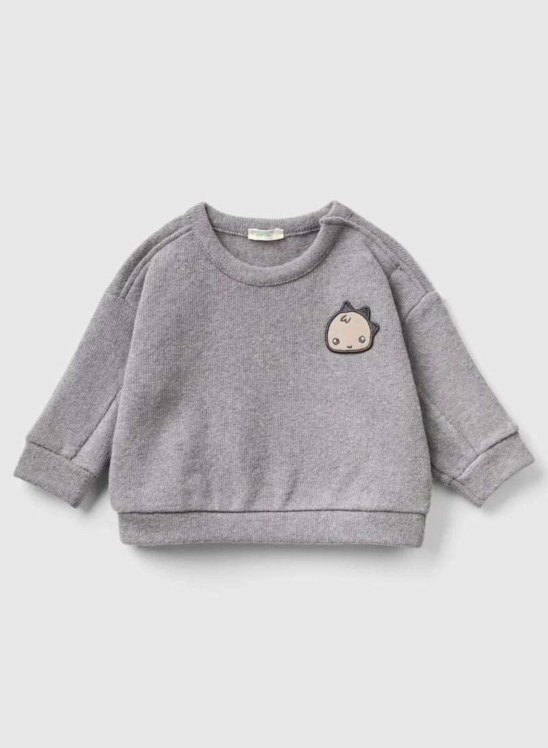 يونايتد كولورز أوف بينتيون Sweatshirt In Recycled Cotton Blend, 0 - 1 Month