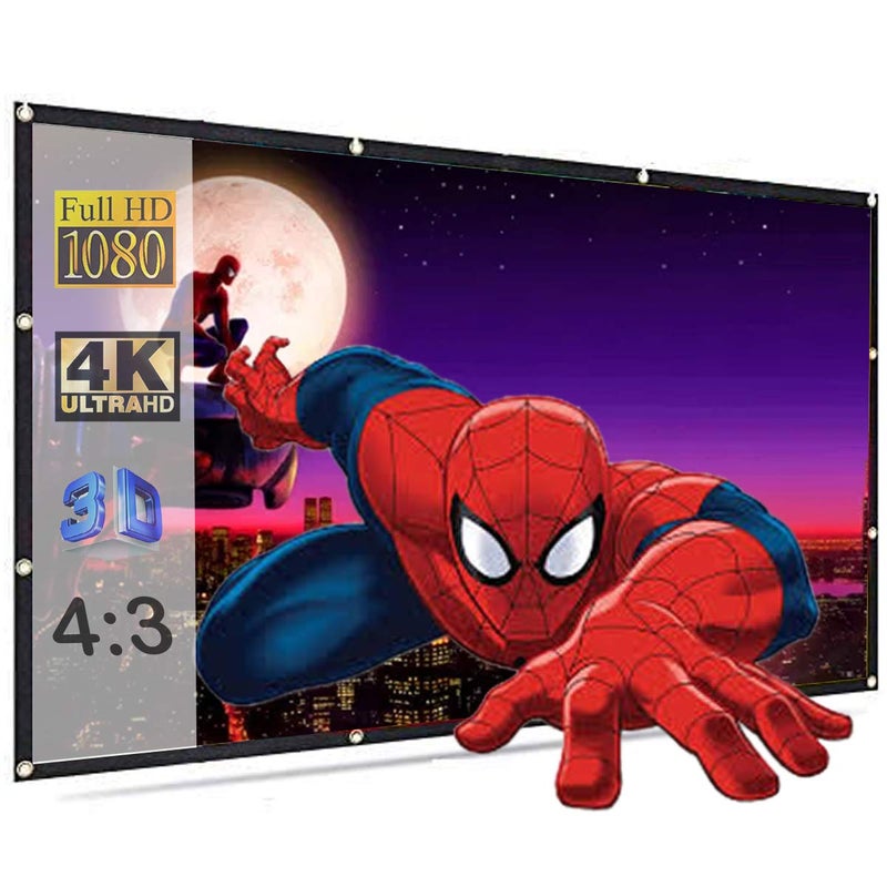 Spline Projector Screen Diagonal 84 inch 4:3 HD Portable Screen Premium Indoor Outdoor Movie Screen Anti-Crease Projection Screen for Home Theater Office Presentation Size - Width 6 ft x Height 4 ft - Image 1