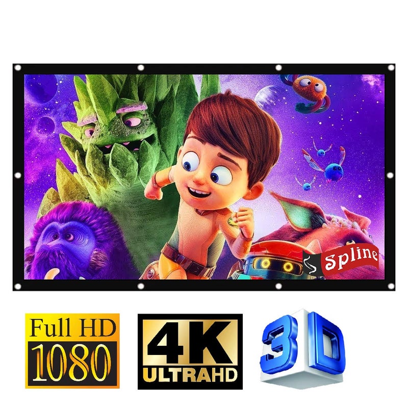 Spline Projector Screen Diagonal 84 inch 4:3 HD Portable Screen Premium Indoor Outdoor Movie Screen Anti-Crease Projection Screen for Home Theater Office Presentation Size - Width 6 ft x Height 4 ft - Image 3