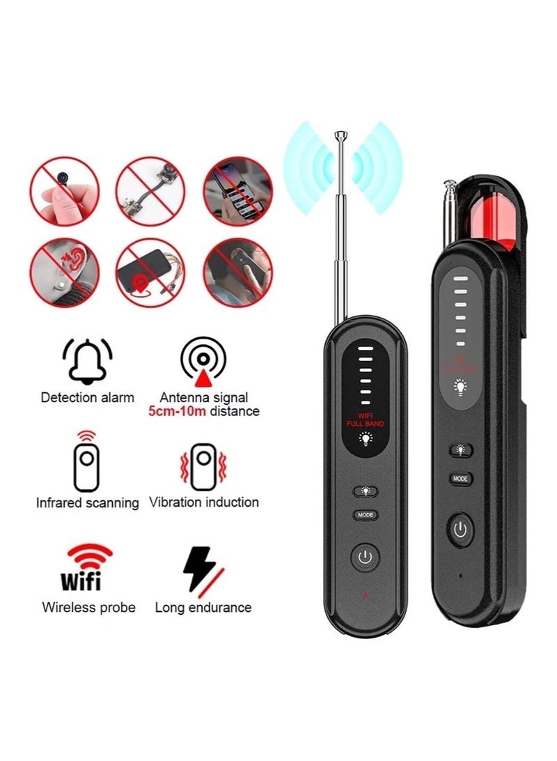 كاميرا خفية وكاشف تنصت - جهاز مسح إشارة RF مضاد للتجسس مع GPS للفنادق، المنازل، المكاتب - 5 مستويات حساسية (أسود) - Image 1