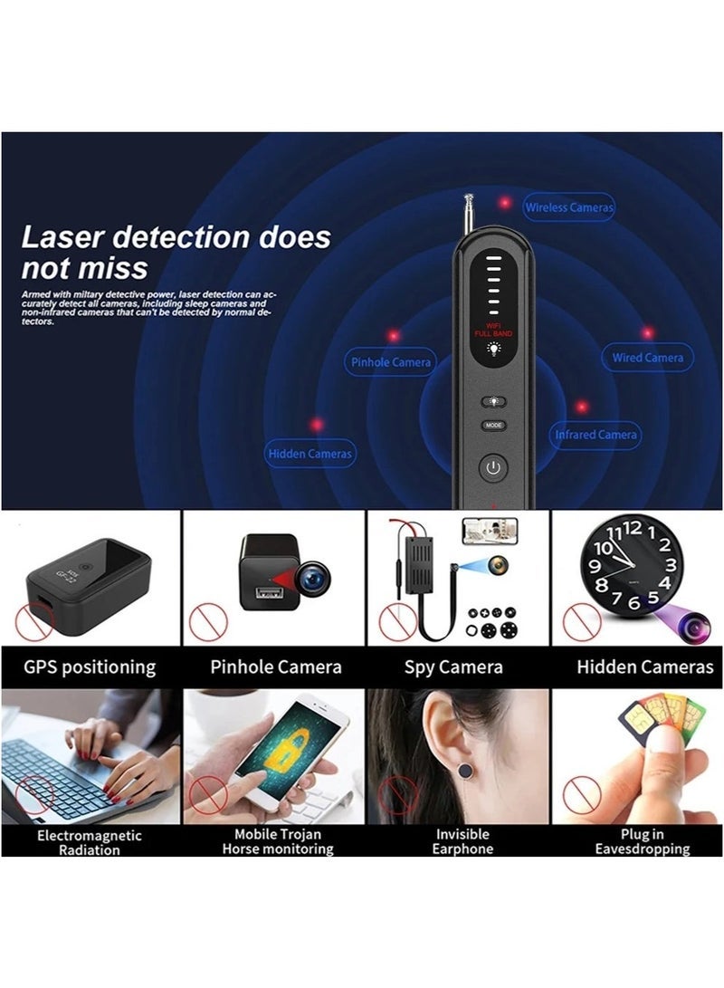 كاميرا خفية وكاشف تنصت - جهاز مسح إشارة RF مضاد للتجسس مع GPS للفنادق، المنازل، المكاتب - 5 مستويات حساسية (أسود) - Image 5