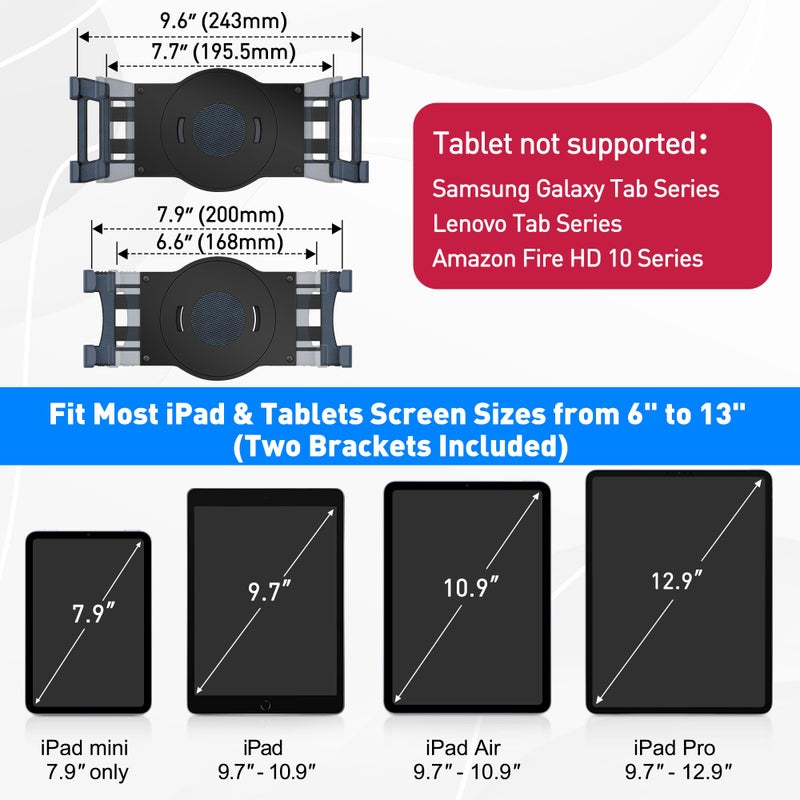 AboveTEK Retail Kiosk iPad Stand, 360Â° Rotating Commercial POS Tablet Stand, Fits 6"-13" (Screens) iPad mini Pro-Business Swivel Tablet Holder, for Store Office Reception Kitchen Desktop (Black) - Image 3